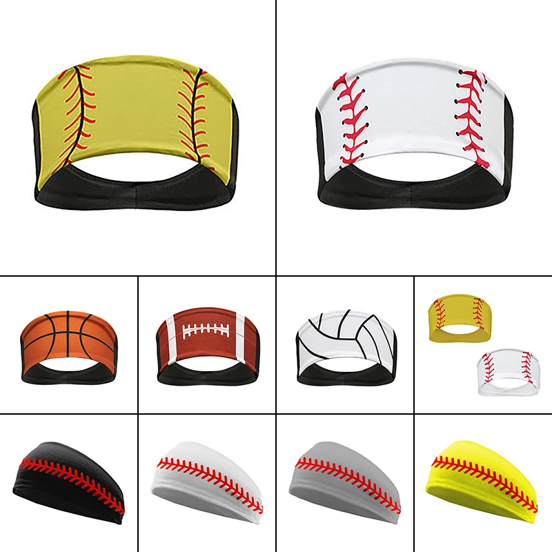 1/3/5/11Pcs Fashion Ball Pattern Sports Sweatband Breathable Absorbent Yoga Hair Head Band Women Men Running Sweatband Headwear