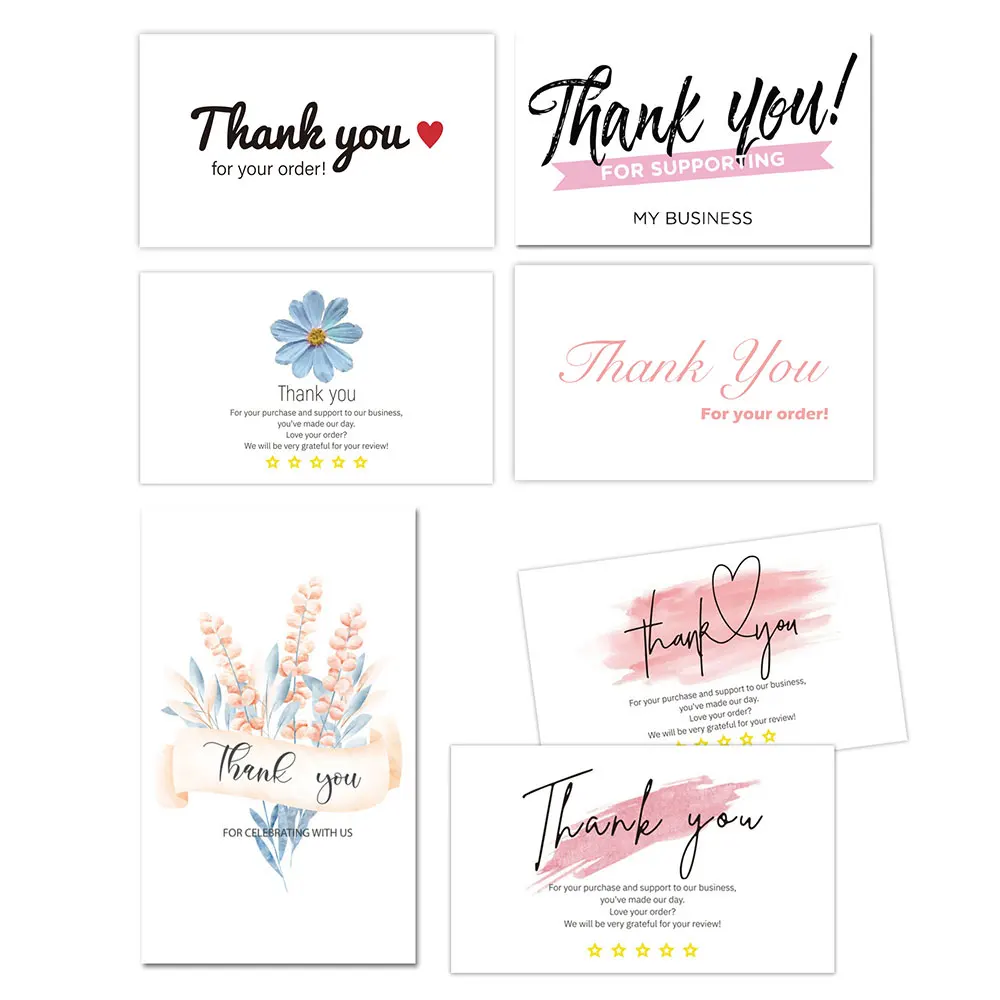 

30pcs Cute Greeting Tags 9*5.4cm Thank You For Your Order Paper Postcard for Small Business Sale Decoration Tag Packing Lables