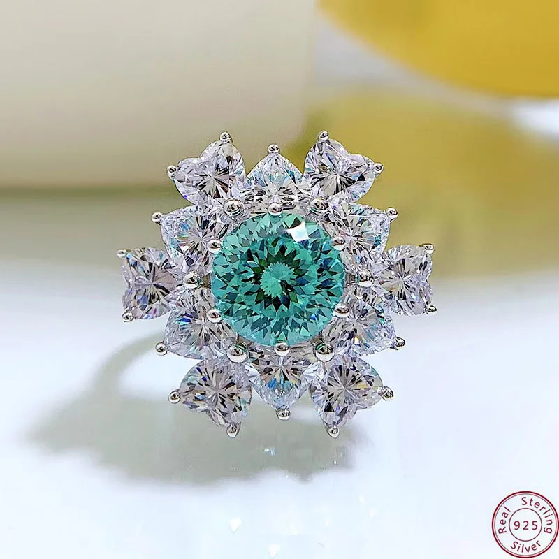 

Женское серебряное кольцо с муассанитом, 9 мм