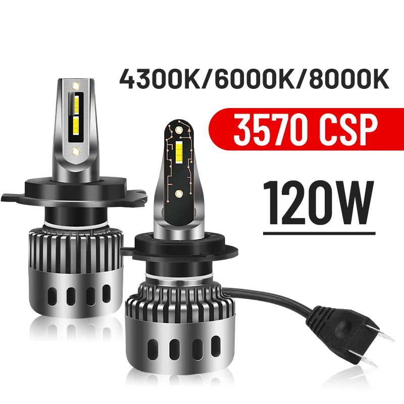 

NEW2023 H7 Led Headlight H1 H4 H8 H11 Led Bulbs 9012 Hir2 9005 HB3 9006 HB4 Fog Lights Auto Lamps 25000LM 120W Turbo 6000K 4300K