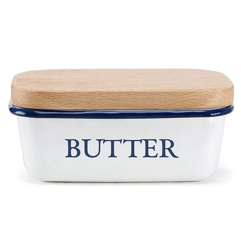 

Butter Box Nordic Style Ceiling With Wood Lid Food Dish Ceramic Cheese Storage Tray Plate Container For Kitchen Tool
