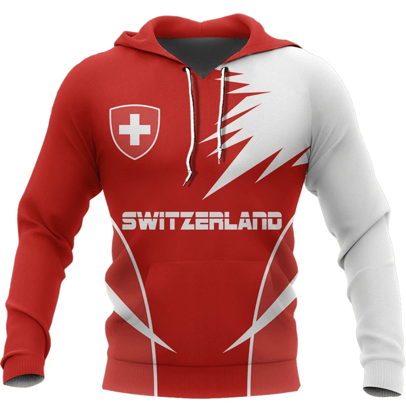 Фото Switzerland Flag 3D Print Hoodie Men's Clothes Simple Trend Hooded Coat Red Fashion Trend Spring New Oversized Hoodie 2025 Man №1