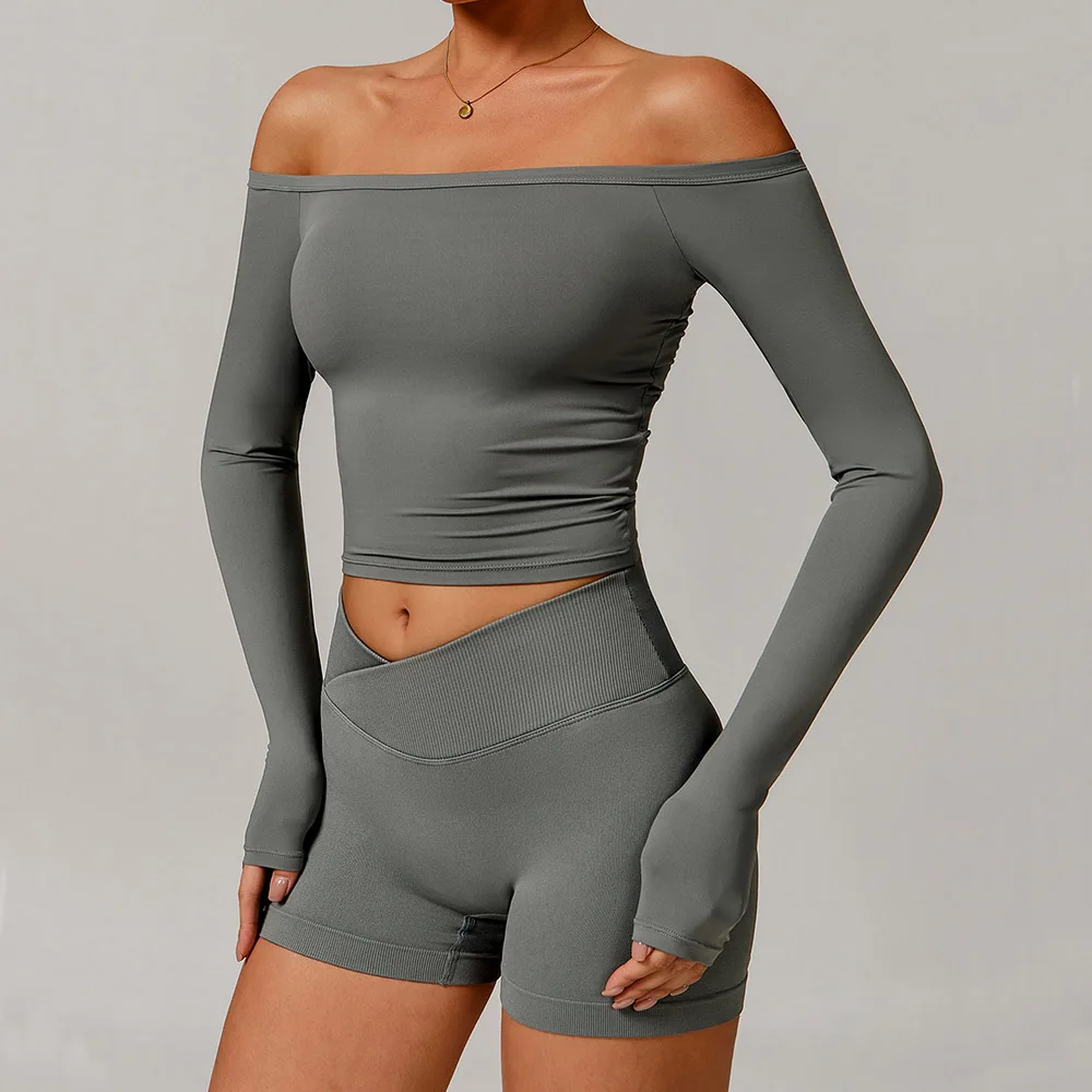 Спортивная женская рубашка с длинными рукавами для тренажерного зала фитнеса