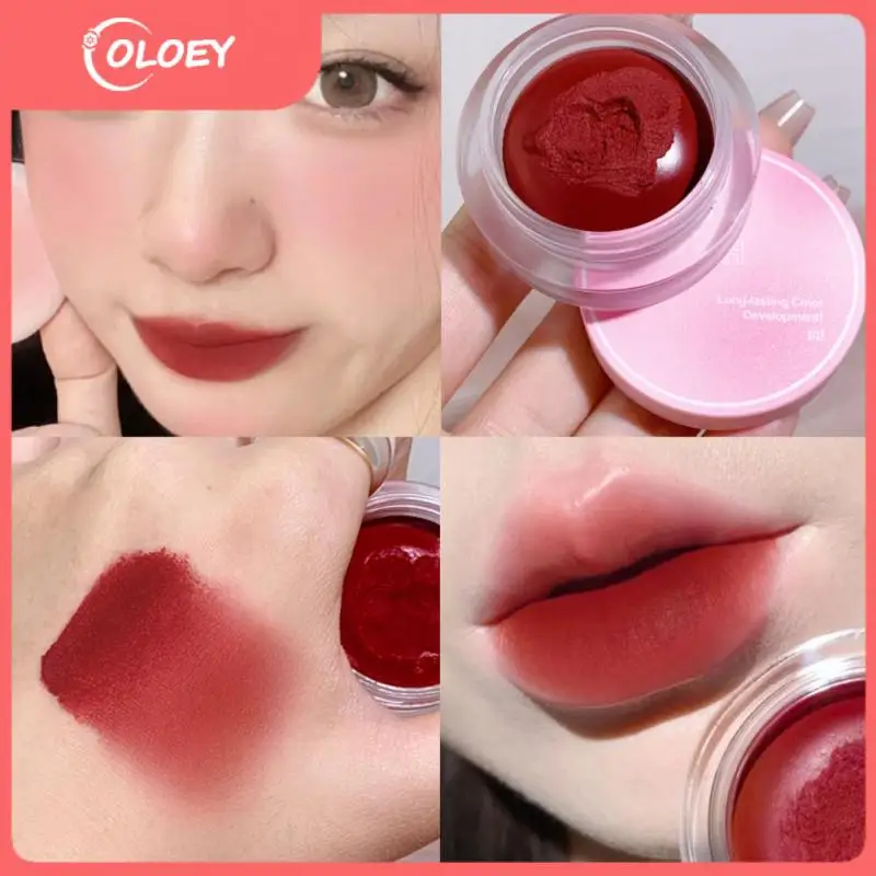 

Canned Lipstick Face Blush Moisturizing Cheek Rouge Lip Mud Pigment 4 Colors Lip Gloss Beauty Cosmetics Velvet Matte Lipstick