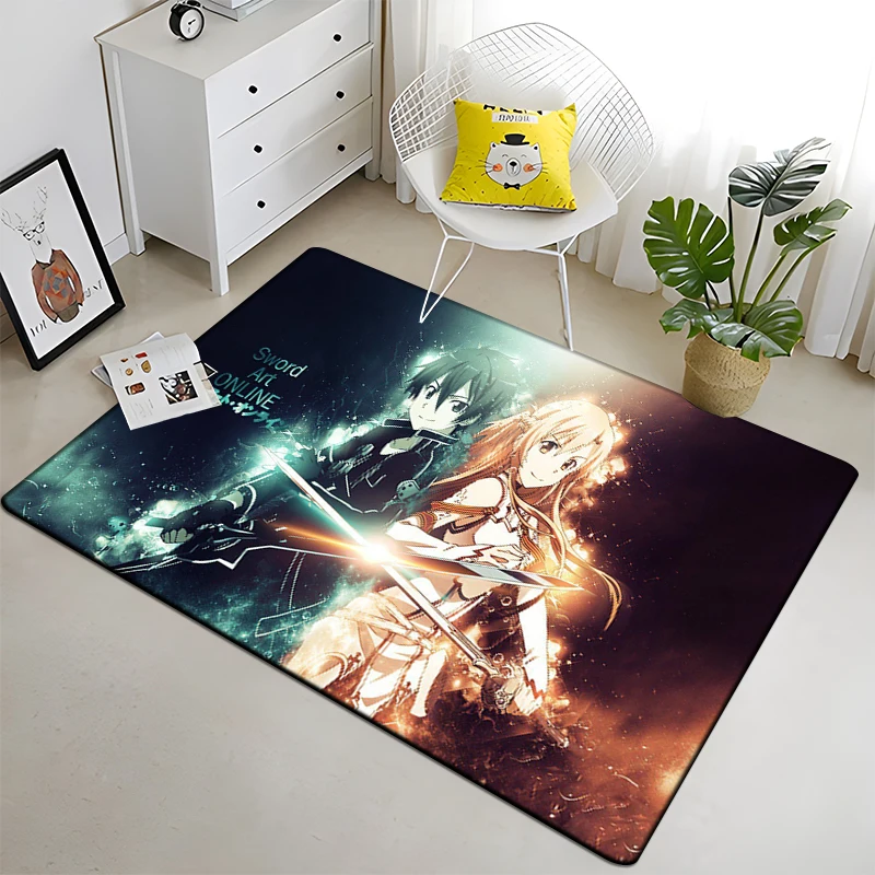 

Hot Anime SAO Sword Art Online Modern House Living Room Floor Matte Bedroom Carpet Art Poster Mat Pattern Decorative Square Rug