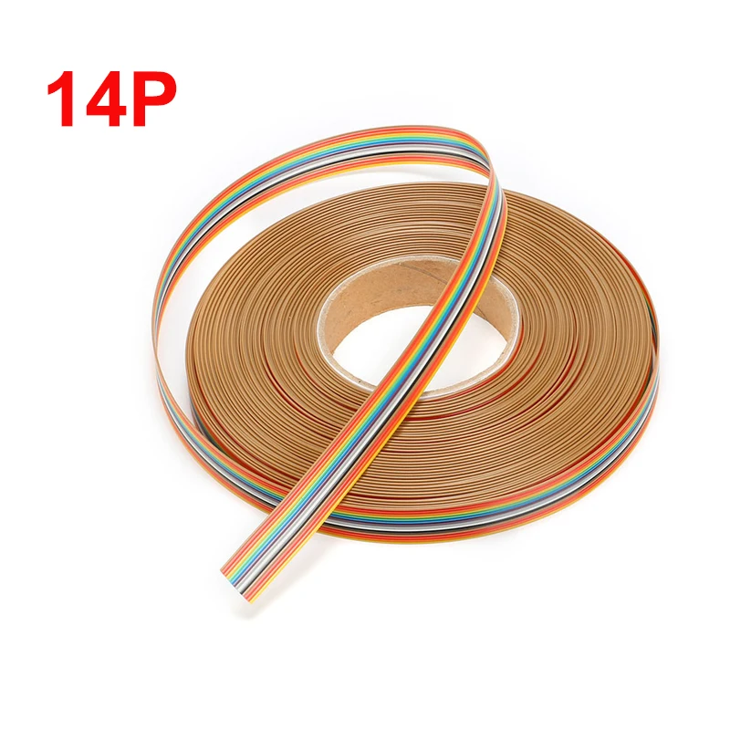 5 Meter 14PIN 1.27mm Pitch Color Rainbow Flat Cable Wire 28AWG Ribbon Cable 14WAY Flat Rainbow Cable 14P