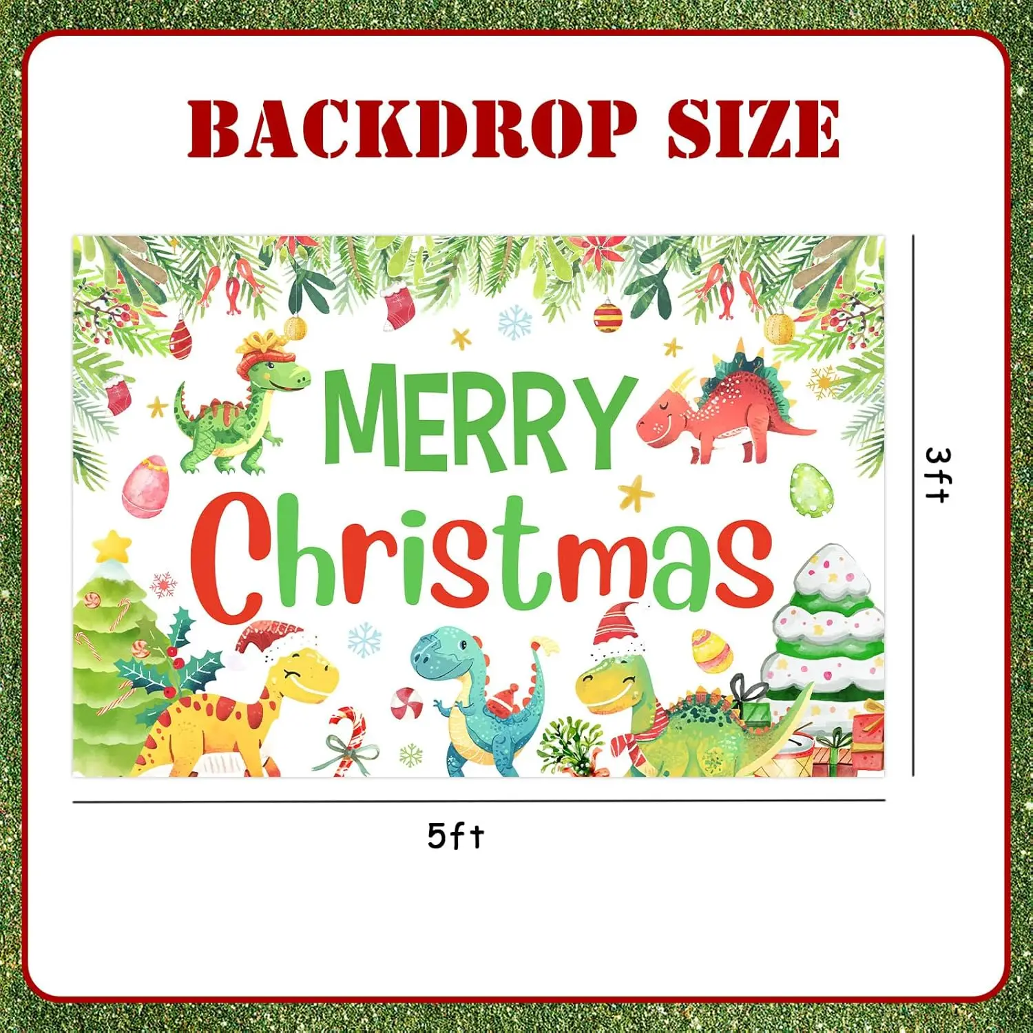 Черепая 3*5 футов рождественские украшения динозавров зеленые растения веселый