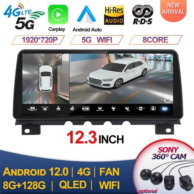 

Car Multimedia Auto Monitors 12.3 Inch GPS Navigation Stereo Radio Android 12 For BMW 7 Series F01 F02 CIC NBT Carplay