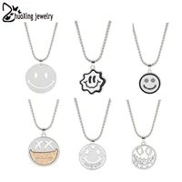 fashion hip hop long chain necklace for women men jewelry smiley series long chain figure pendant necklaces girl collares