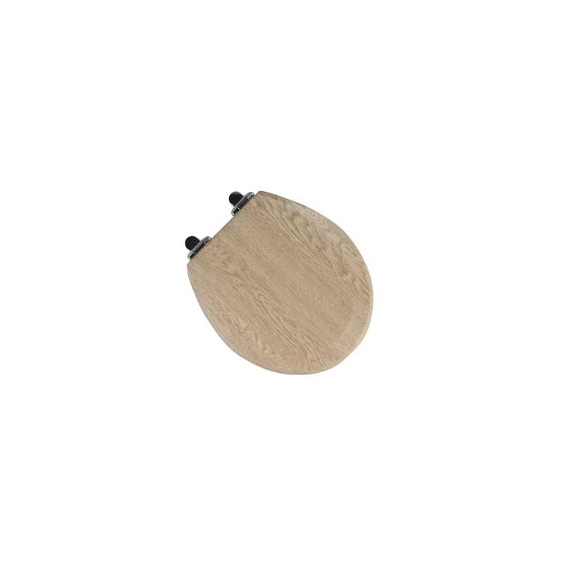 

Round Toilet Seat\ Premium Molded Wood Seat with Quiet-Close Hinges Beige Brown MDF [US Stock]