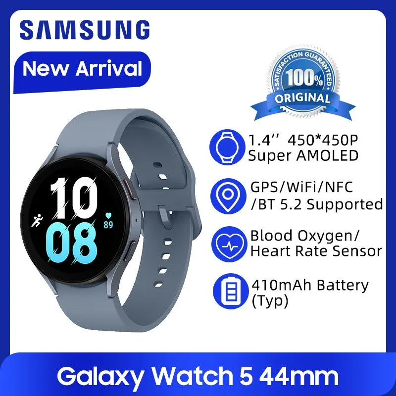 

Samsung Galaxy Watch 5 44mm Smartwatch 1.4'' Super AMOLED Screen Blood Oxygen Heart Rate Sensor Watch 410mAh Battery GPS WiFi