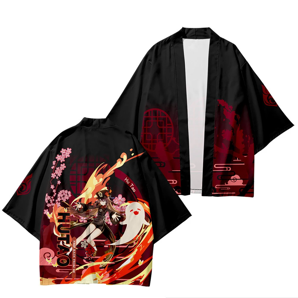

Genshin Impact Hu Tao Cosplay Japanese Traditional Kimono Cardigan Harajuku Streetwear Samurai Costume Yukata Haori Plus Size