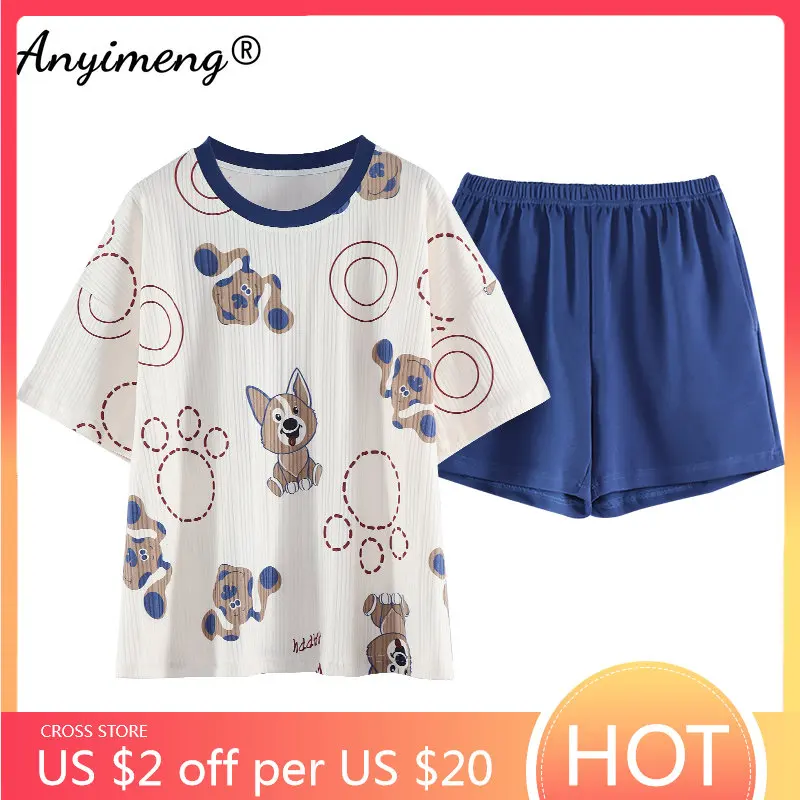

Girls Cartoon Pajama Set Kawaii Printing Soft Cotton 2023 Summer New Shorts for Woman Dropshipping Women Pijiama Lady Loungewear