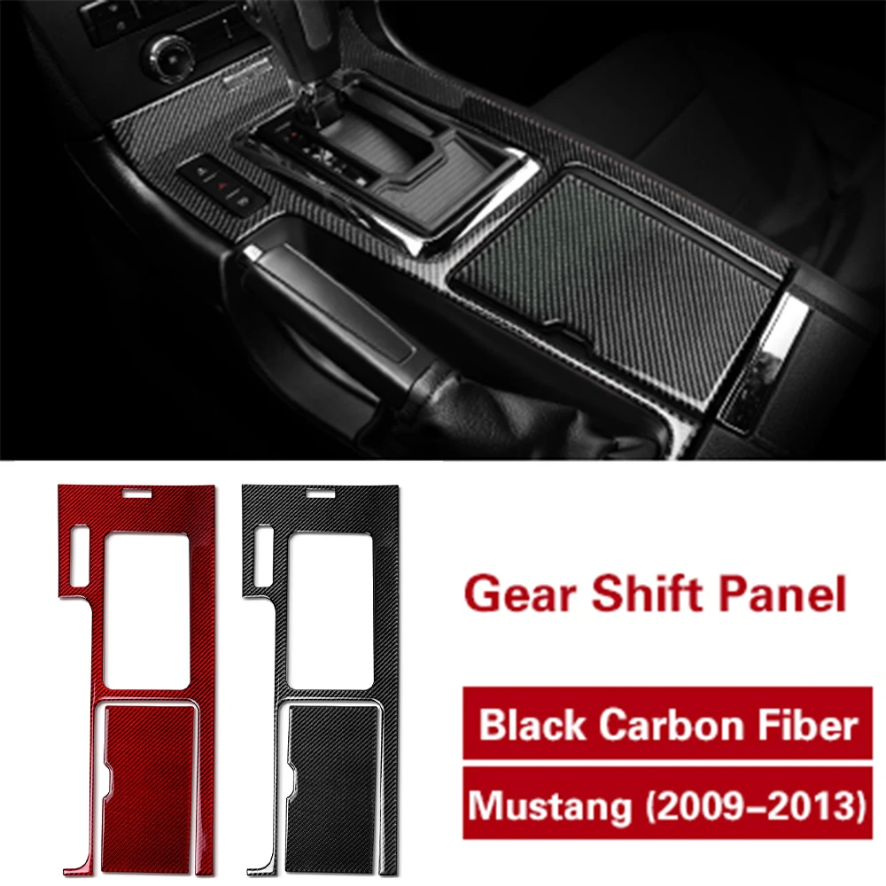 Купи Real Carbon Fiber Car Center Console Gear Shift Box Panel Auto Interior Decoration Sticker Cover Trim For Ford Mustang 2009-2013 за 1,781 рублей в магазине AliExpress