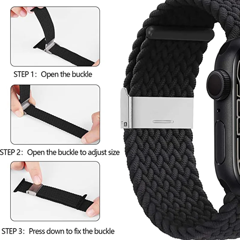 Braided Solo Loop For Apple watch band 8 7 44mm 40mm 49mm 45mm 41mm Elastic Nylon belt bracelet iWatch series 6 5 se ultra strap