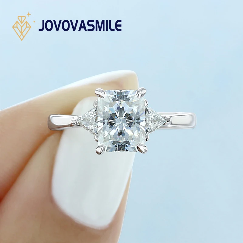 

Роскошное обручальное кольцо JOVOVASMILE с муассанитом, 2 карата, 8X6 мм, обручальное кольцо из 18-каратного золота с 3 камнями