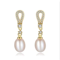 meibapjnatural freshwater pearl fashion drop earrings real 925 sterling silver fine charm jewelry for women sy