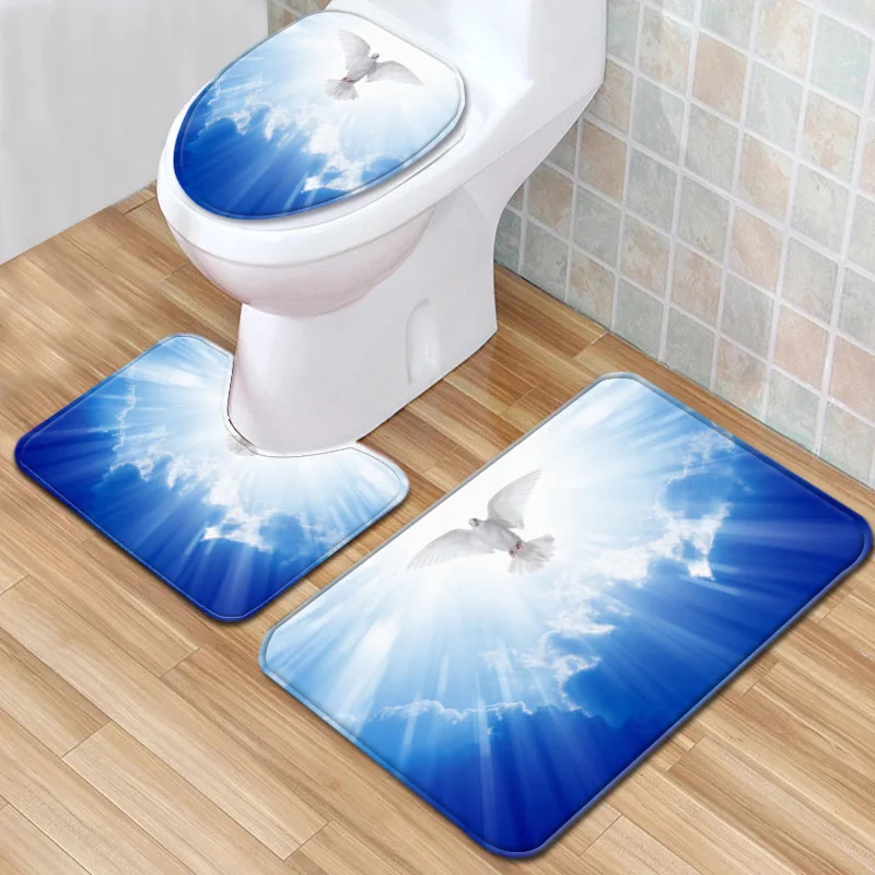 

Набор ковриков для ванной и туалета, напольный коврик для сиденья унитаза, впитывающие Противоскользящие коврики, ковер с принтом для спальни, коврик для душа, декор для ванной комнаты