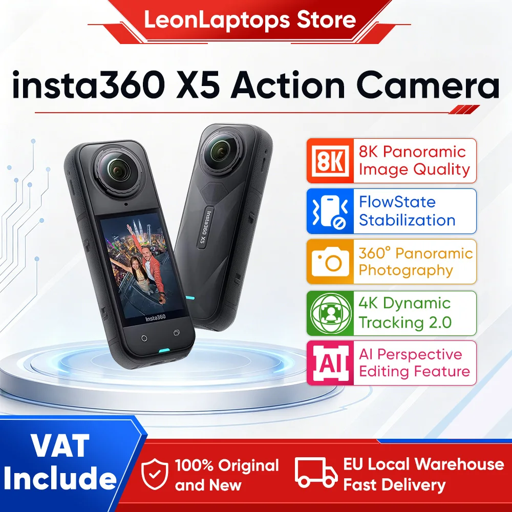 insta360 X5 8K Waterproof 49ft 360 Action Camera with 1/1.28