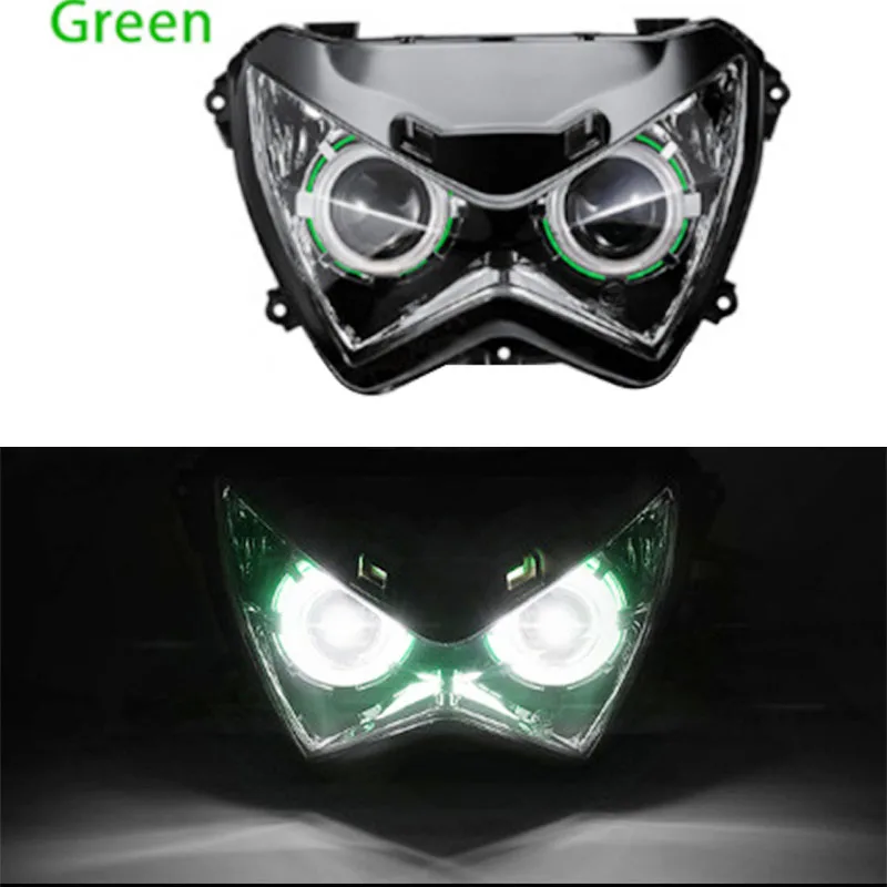 

Фара для Kawasaki Z800, Z250, 2013, 2014, 2015, 2016, ангельский глаз, HID-проектор, индивидуальная сборка фар, светодиодные фонари, водонепроницаемые