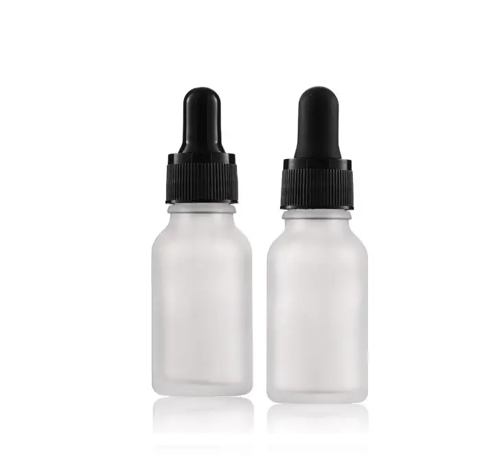 

100pcs 15ml Frosted Dropper Clear Glass Liquid For Essential Basic Massage Oil Dropper Bottle Refillable Bottles SN861