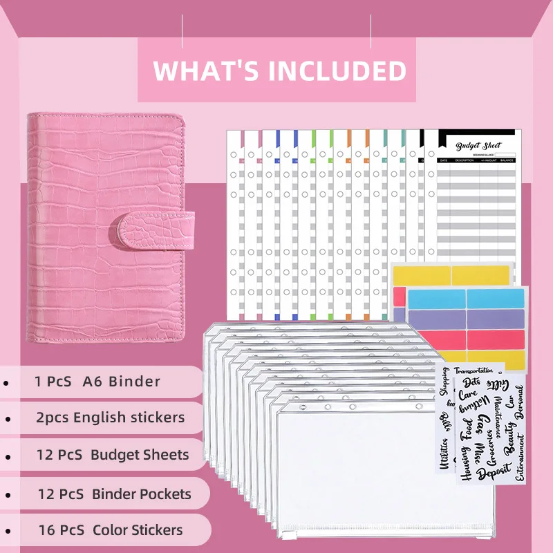 

NEW Binder Budget Planner Cash Envelope Binder With Budget Envelope A6 Binder Pocket Cash Envelope Wallet For Budget