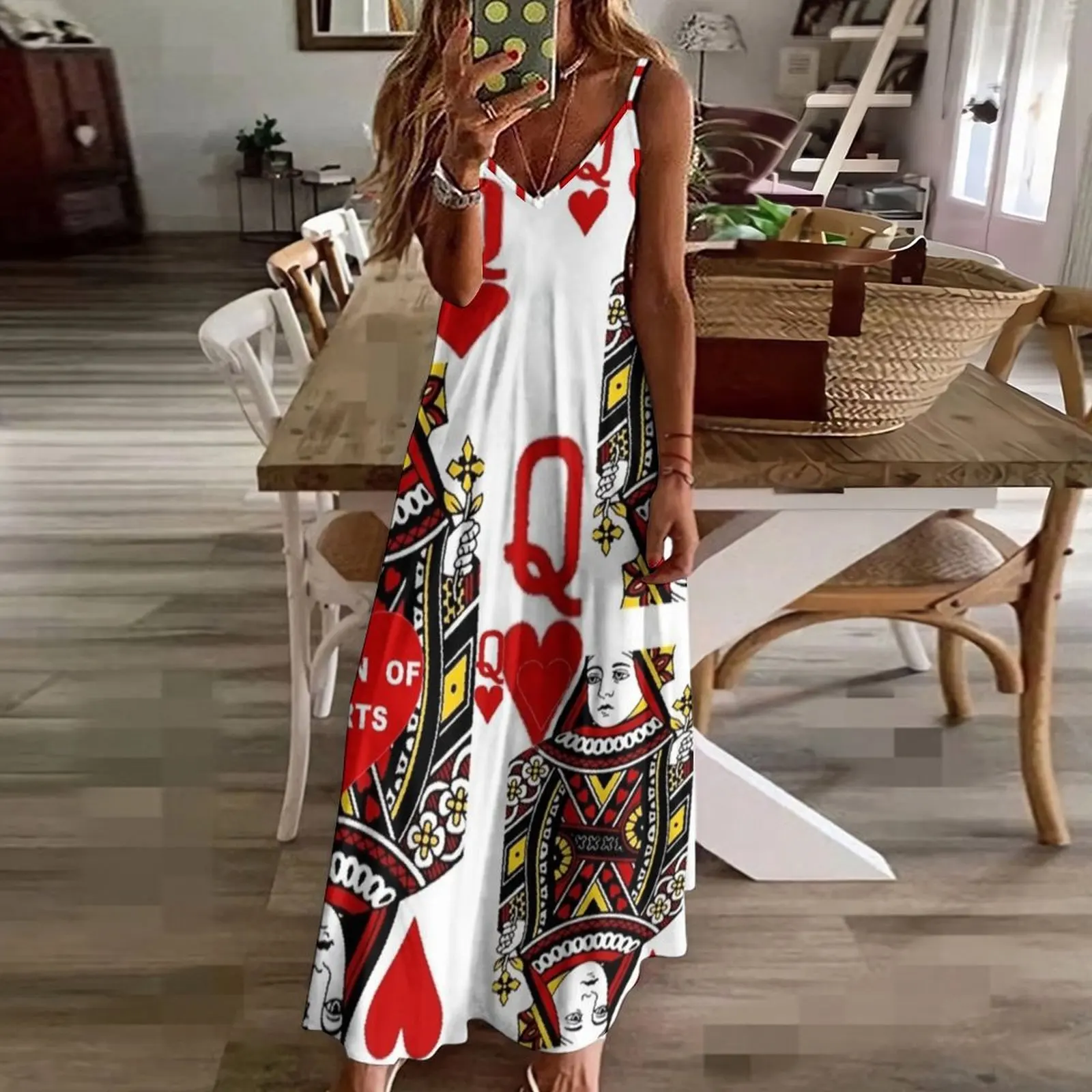 Длинное платье без рукавов HEARTS &amp RED QUEENS CASINO ART женское вечернее роскошное