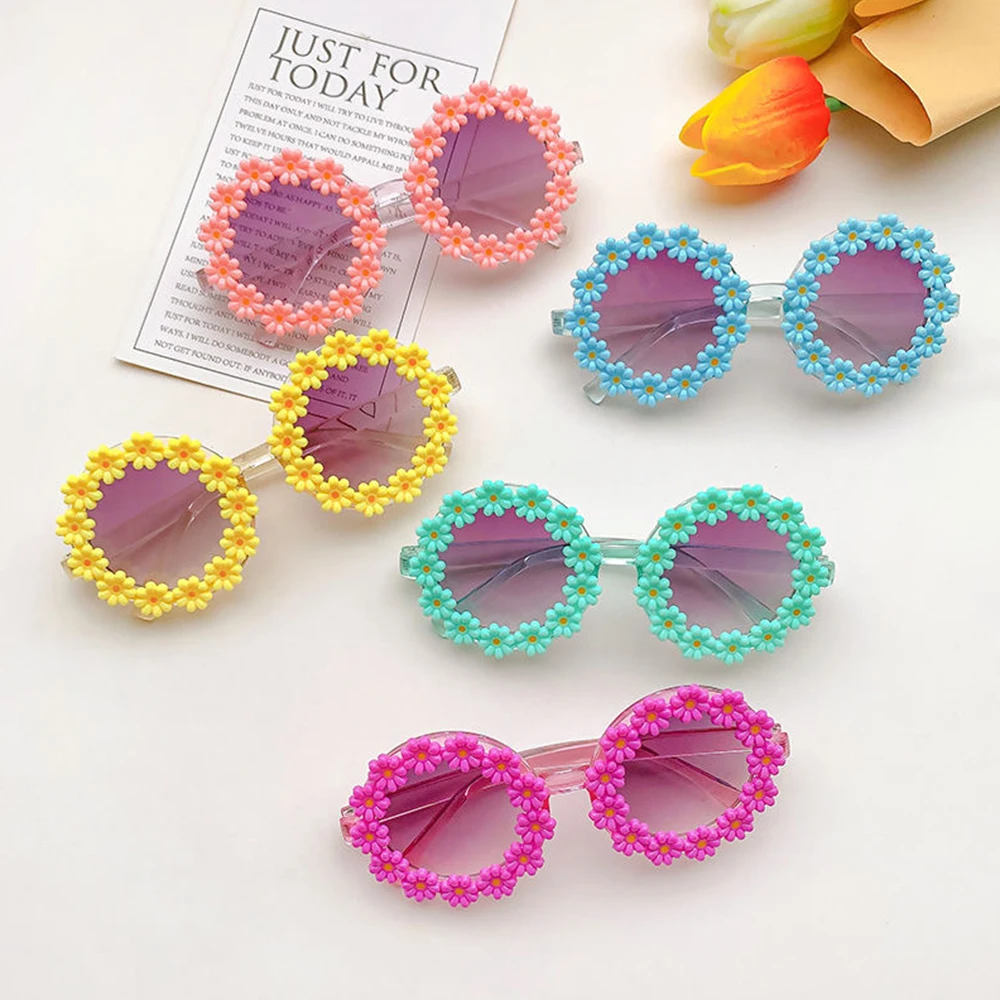 

Girls Boys Baby Kids Sunglasses Round Flower Sunglasses Shades Glasses Outdoor Sun Protection Children For Birthday Party Decor