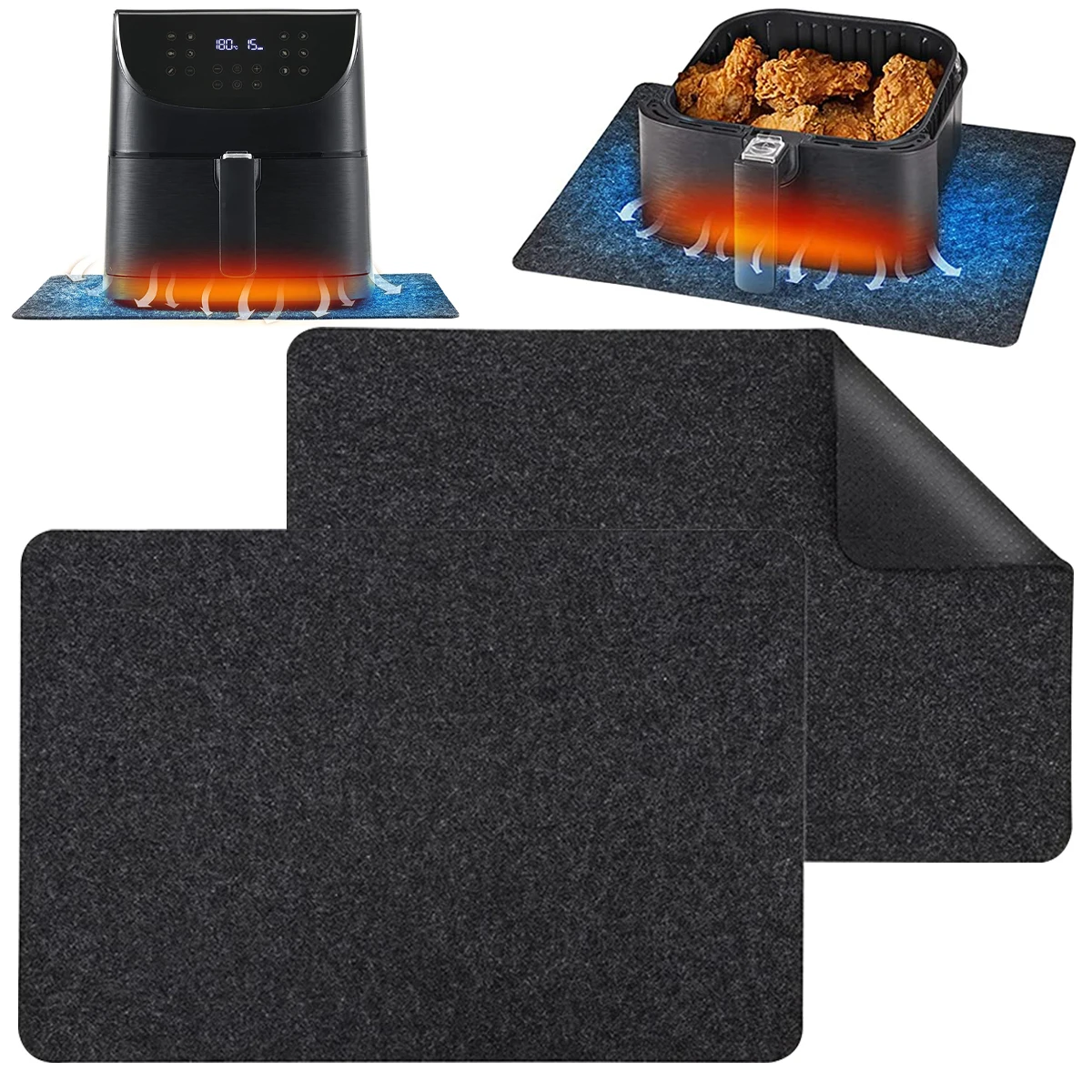 

2pcs Air Fryer Pad Heat-resistant Kitchen Counter Mat Heat-resistant Countertop Protector Non-slip Appliance Moving Mat