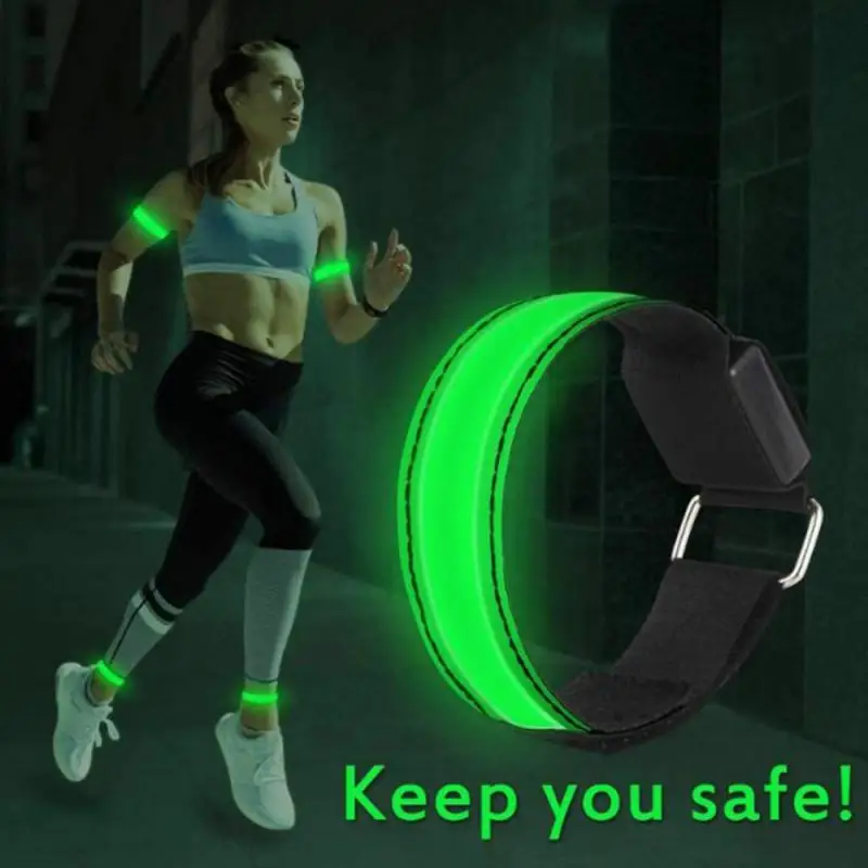 

1PCS Outdoor Running Light Sport Wristbands Adjustable USB LED Glowing Bracelets For Runners Joggers Cycling Riding Safety Bike