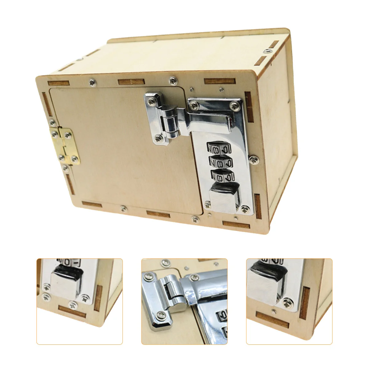 

Kids Piggy Bank Treasure Decorative Piggy Bank Wooden Treasure Cash Can Money Locker Lock Box Making Tool