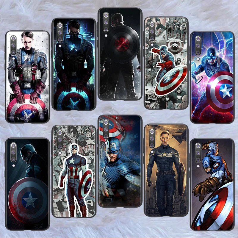 

Handsome captain america For Xiaomi Mi 12 12X 11T 11i 11 10T Note 10 9T 9 SE A3 CC9E Pro Lite Ultra Black luxury Soft Phone Case