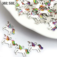 enamel rainbow unicorn charms diy making creative jewelry findings handmade cute pendant earrings necklaces bracelet accessories