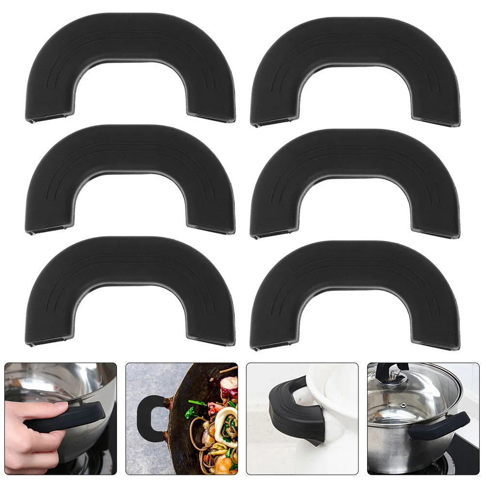 

6 Pcs Silicone Hand Gloves Sleeves Potholder Silicone Handle Kettle Anti-skid Bar Silica Gel Cooking Utensils