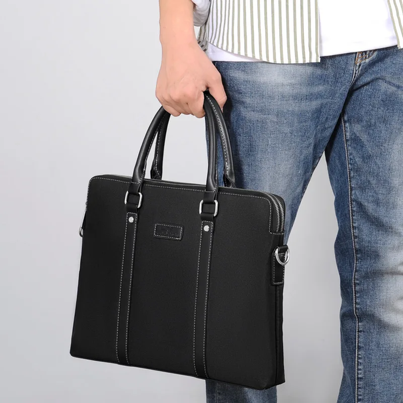 New Fashion Double Zipper Briefcase Water Proof Unisex Handbag Causal Man' Shoulder Cross Body Bag Laptop Message Bag Travel Bag
