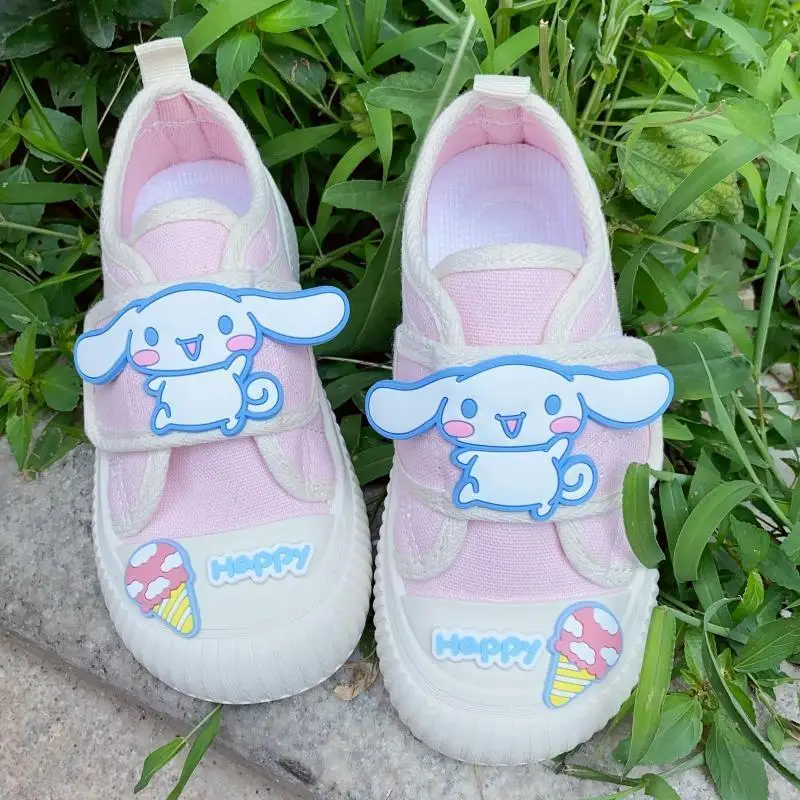 

Sanrios Anime Kawaii Kuromi Cinnamoroll My Melody Children Canvas Shoes Girls Princess Style Baotou Kindergarten Cricket Shoes