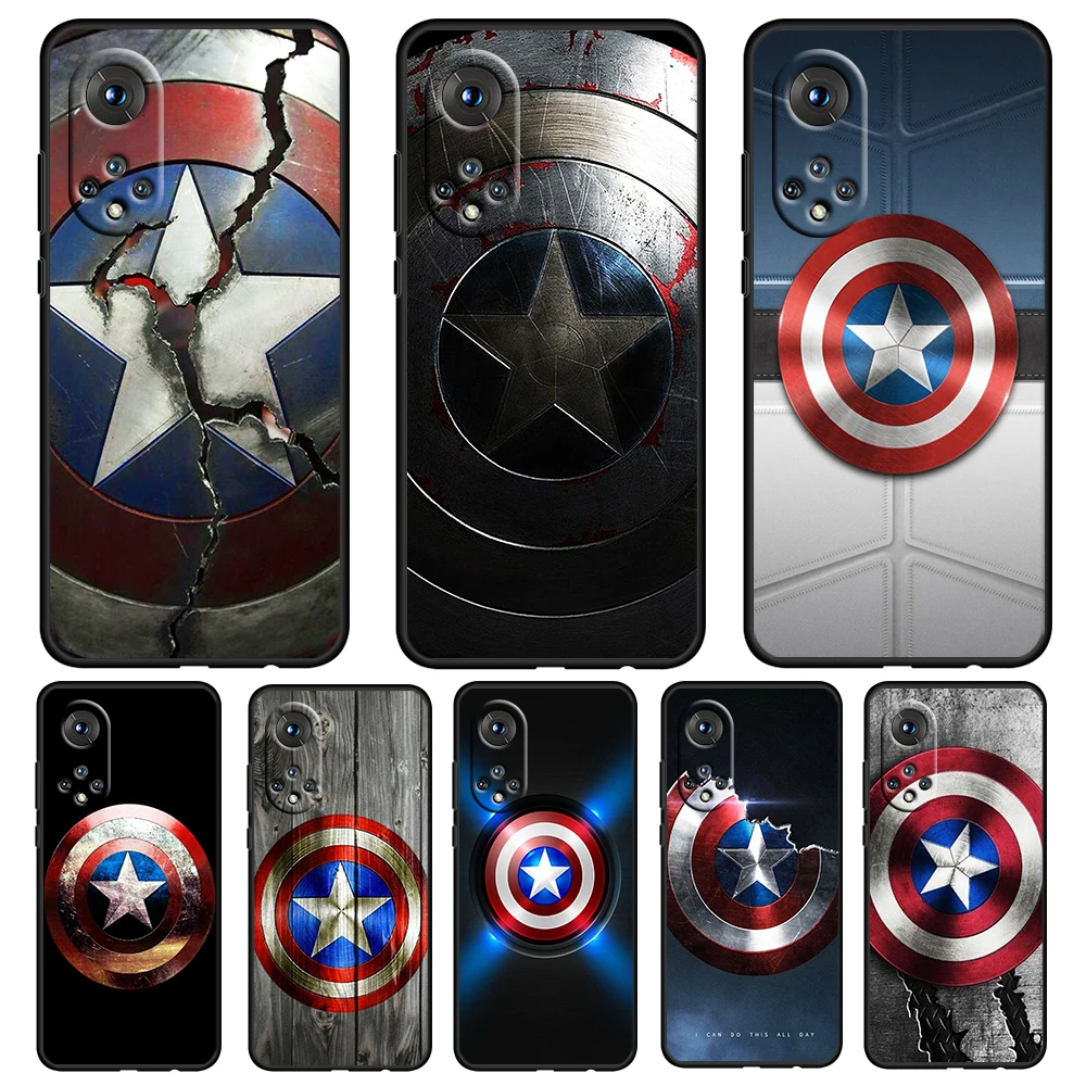 

Avengers Shield Marvel Black Phone Case For Honor 70 60 SE 50 X8 X7 X30 X20 20 10 10X 10i 9C 9A 9X 8A 8X Pro Lite Soft Cover