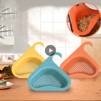 kitchen supplies punch free drain basket multi functional dry and wet separation sink creative swan wash pool filter drain rack