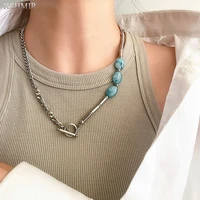 2022 new hai lanbao titanium steel gemstone splicing clavicle chain ot buckle handcrafted exquisite design of female accessories