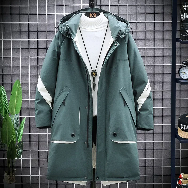 Style Young Puffer Jacket Long Outdoor Thicken Warm Pocket White Duck Down Coats Down Jacket  Mens Fashion Workwear New