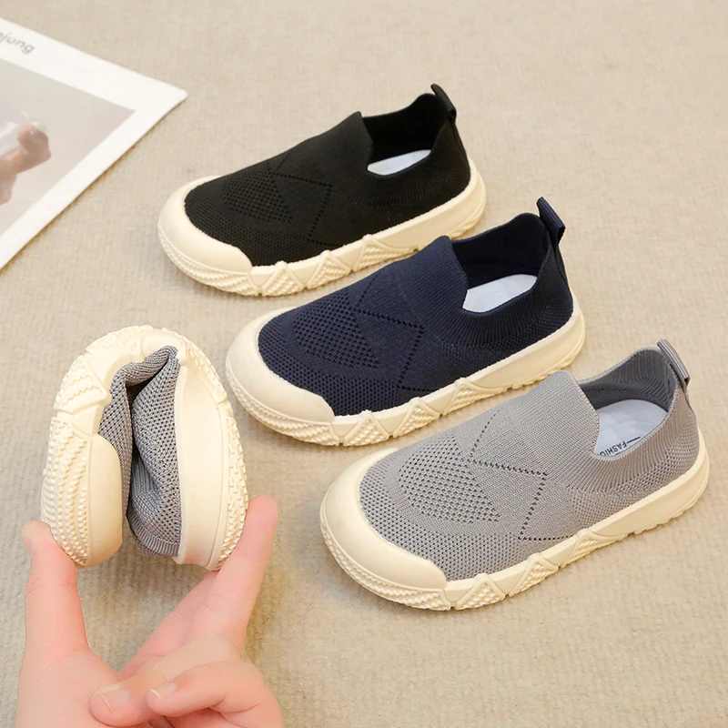 

Туфли унисекс с круглым носком, без застежки, мягкая подошва, широкая подошва, дышащие, повседневные, для начинающих ходить, черные