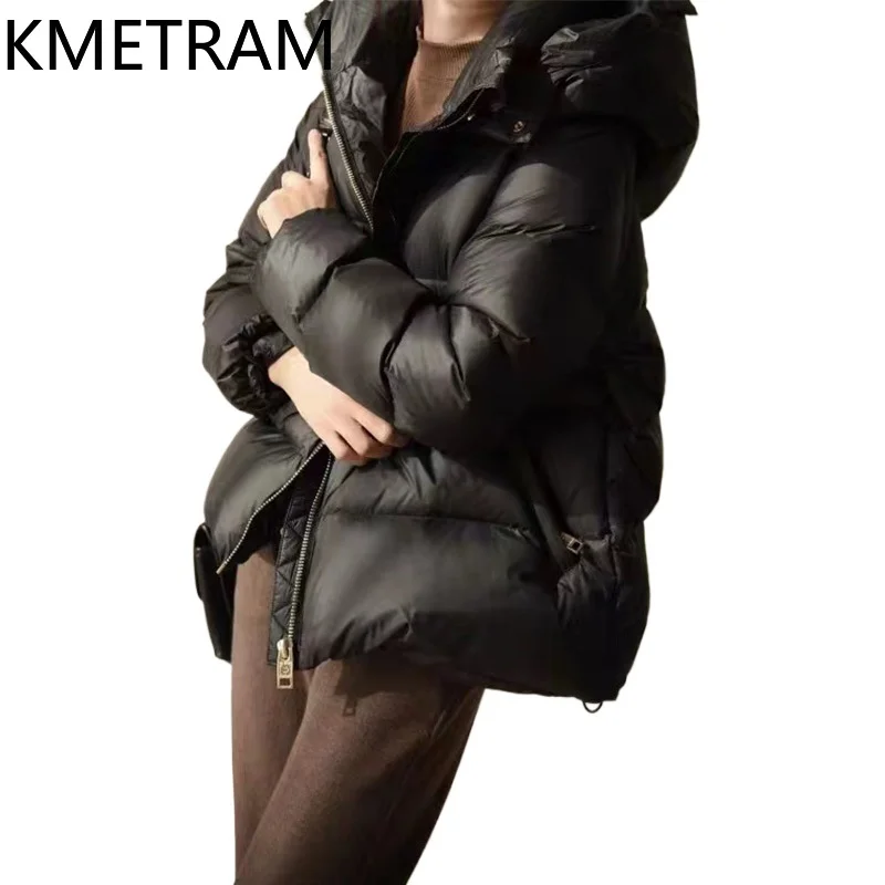 KMETRAM Зимние белые пальто на гусином пуху короткие новые верхняя одежда