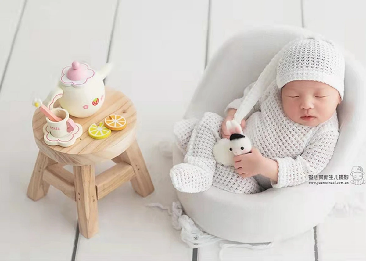 

Footed Newborn Romper Sleepy Hat Set Newborn Photography Props White Baby Boy Clothes Knitted Newborn Sleeper Baby Boy Outfit