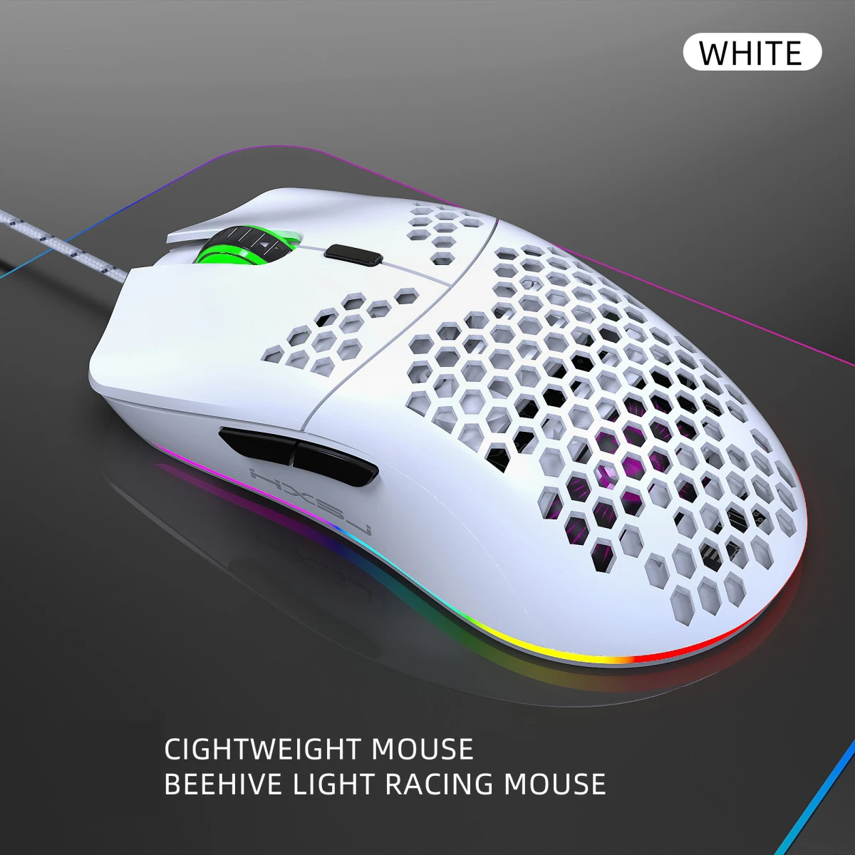 Проводная игровая мышь HXSJ с подсветкой RGB фотоэлектрическая подходящая для офиса