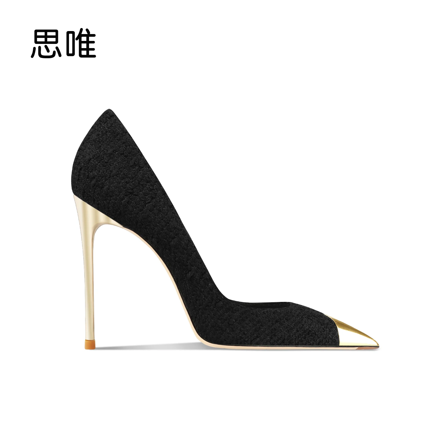 2022 New Metal Head Woman Pumps Pointed Toe Black High Heels Wedding Shoes Female Stiletto Thin heel Sexy Ladies Party Shoes 8cm