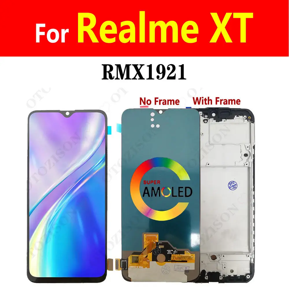 ЖК-дисплей 6,4 дюйма с рамкой для OPPO Realme XT RMX1921, сенсорный экран с дигитайзером в сборе, замена дисплея Realme XT