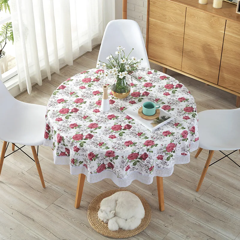 

PVC hotel waterproof and oil-proof round tablecloth plastic round tablecloth disposable anti-scalding large round tablecloth