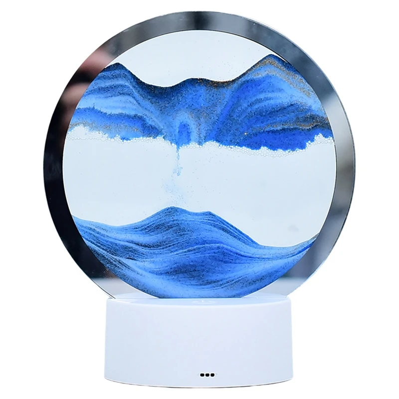 

Natural Landscape Flowing Sand Picture Art Hourglass Transparent Glass Hourglass Round Colorful Painting Blue