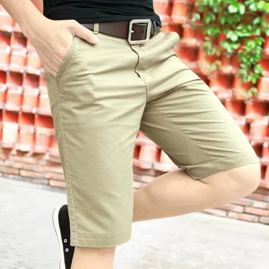 

Man Short Summer 100% Cotton Solid Shorts Male Quality Casual Business Social Bermuda Men Shorts Hombre Half Pants