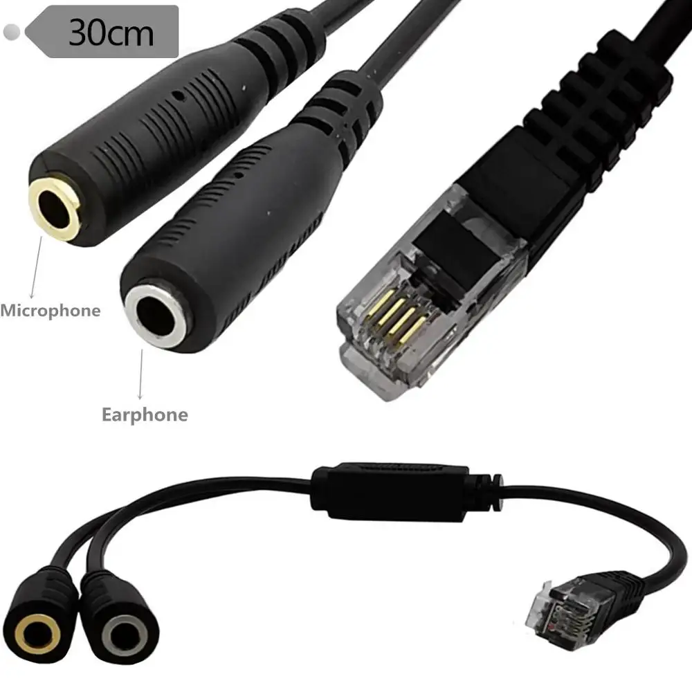 

Pro PC Computer Stereo Headset Cable Dual 3.5mm Female To RJ9 Male Jack Telephone Phone Adapter Converter Cord